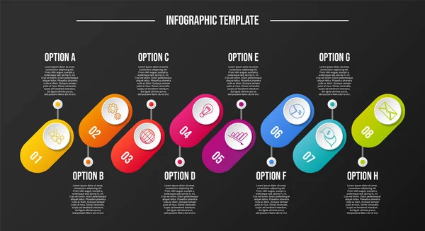 Progettazione Una Linea Temporale Aziendale Con Icone Aziendali Modello Infografico — Vettoriale Stock