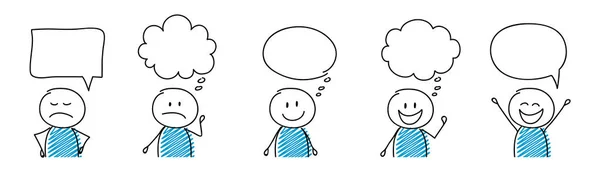 Cartoon People Empty Speech Bubbles Set Dalam Bahasa Inggris Vektor - Stok Vektor