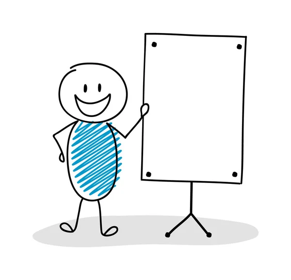 Cartoon Persoon Met Lege Whiteboard Vector — Stockvector