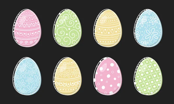 Set Uova Pasqua Disegnate Mano Vettore — Vettoriale Stock