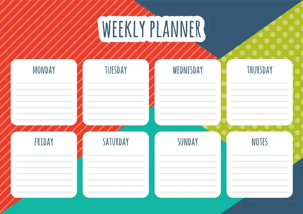 Wekelijkse Planner Met Abstracte Geometrische Achtergrond Dagelijkse Plannen Notities Vector — Stockvector