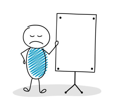 Komik el whiteboad ile stickmen çizilmiş. Vektör