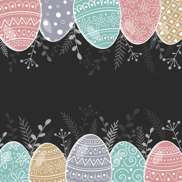 Easter Background Hand Drawn Eggs Copyspace Vector — Stock Vector