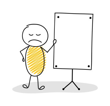 Beyaz tahta ve boşaltmak çizilmiş stickmen ver. Vektör