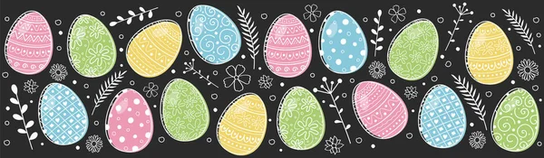 Όμορφα Πασχαλινά Αυγά Πανοραμική Πανό Διάνυσμα — Διανυσματικό Αρχείο