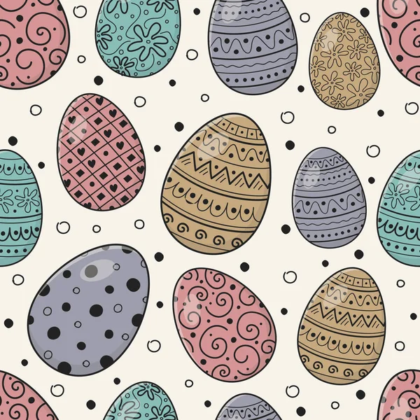 Seamless Texture Cute Easter Eggs Vector — Stock Vector