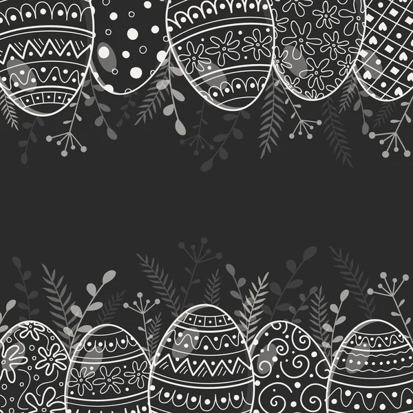 Concepto Folleto Pascua Con Huevos Retro Extraídos Mano Vector — Archivo Imágenes Vectoriales