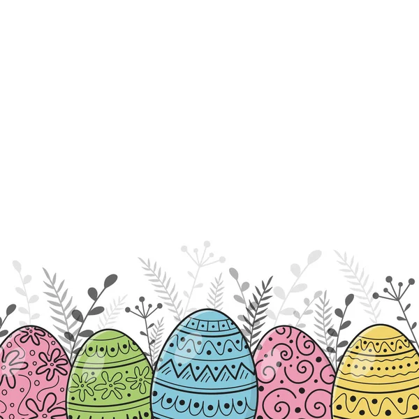 Greeting Card Cute Easter Eggs Copyspace Vector — Stock Vector