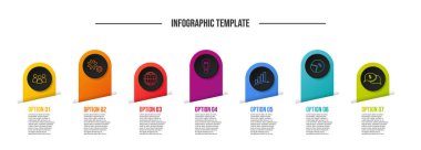 İş ikonları/simgeleri - şirket zaman çizelgesi ile şirket kilometre taşı. Vektör