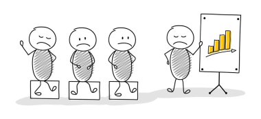 Lider kavramı - karikatür stickmen iş grafik simgesi ile. Vektör