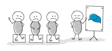 Lider kavramı - karikatür stickmen sohbet simgesi ile. Vektör