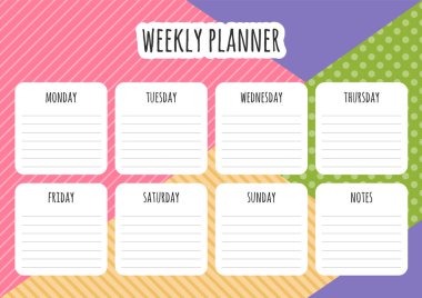 Haftalık planlayıcısı tasarım geometrik arka plan ile. Vektör
