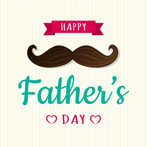 Feliz Día Del Padre Tarjeta Divertida Con Bigote Deseos Vector — Vector de stock