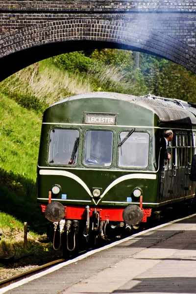 Rothley Grote Centrale Stoomtrein Verenigd Koninkrijk 2015 Groene Diesel Trein — Stockfoto
