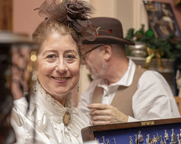 Market Bosworth Victorian Christmas Fair Grudnia 2015 Kilka Odtwórcom Sprzedaży — Zdjęcie stockowe