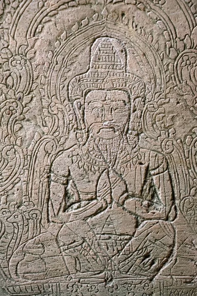 Cambodja Phrom Maart 2018 Carving Één Van Oude Gebouwen Phrom — Stockfoto