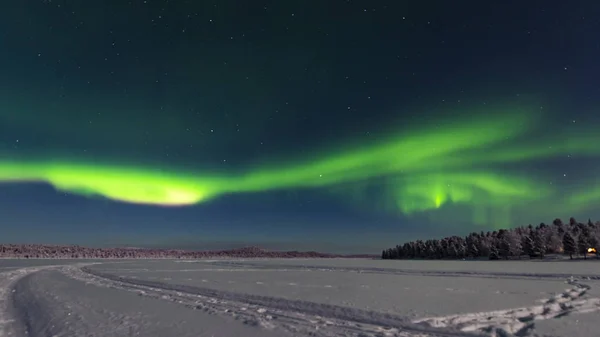 Finland Helsinki Jan 2019 View Lake Forest Northern Light Rise — Stock Photo, Image