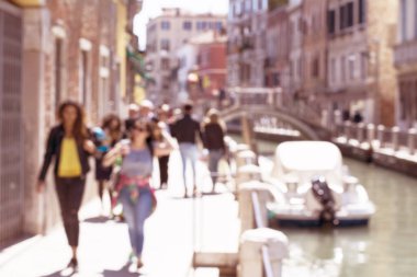 Bulanık arka plan: turist Venedik.