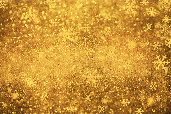Ano Novo de Natal fundo com flocos de neve de ouro — Fotografia de Stock