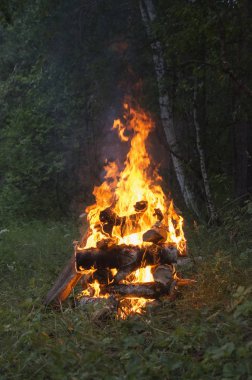 Birning kamp ateşi. Yüksek alev.