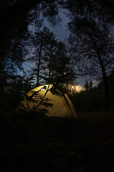 Camping Tent Moonlight — Stock Photo, Image