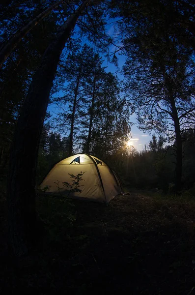 Camping Tent Moonlight — Stock Photo, Image