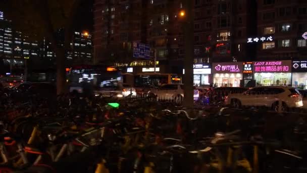 Čína Peking Říjen 2018 Peking Večer Provoz Křižovatce — Stock video