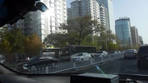 Китай Пекин Октябрь 2018 Года Дневное Движение Улицы Города — стоковое видео