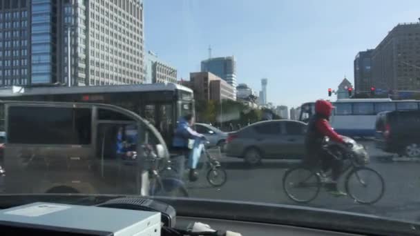 Chine Pékin Octobre 2018 Trafic Pendant Journée Les Rues Ville — Video