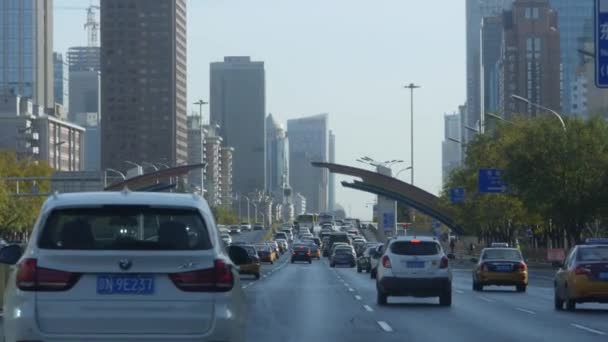 China Beijing Octubre 2018 Tráfico Durante Día Calles Ciudad — Vídeos de Stock