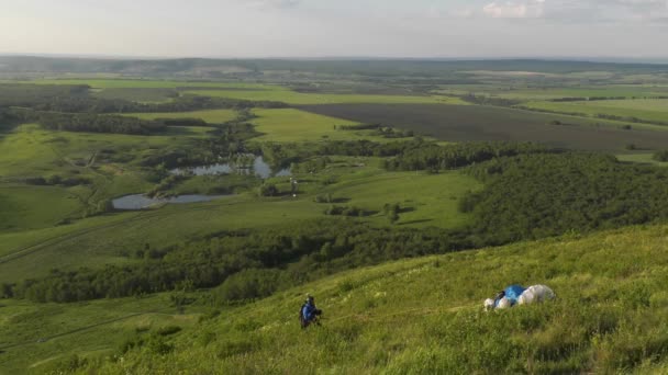 Paraglider Trying Take — Stock Video