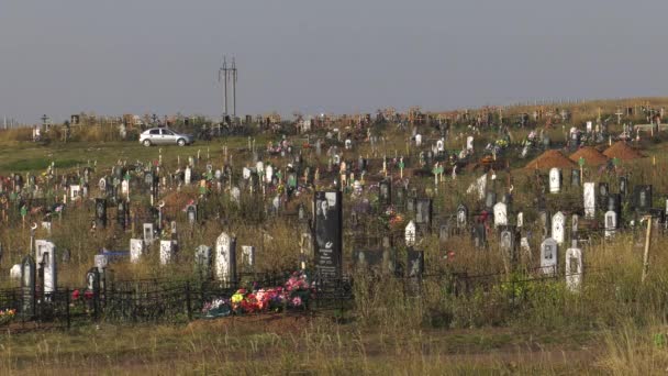 Begraafplaats Van Stad Islamitische Orthodoxe Delen — Stockvideo