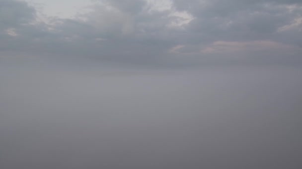 秋の大河 朝の霧 航空写真ビュー — ストック動画