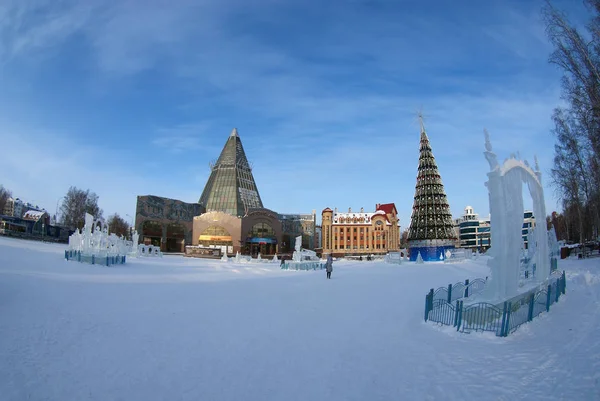 Albero Natale Città Ghiaccio Khanty Mansiysk — Foto Stock