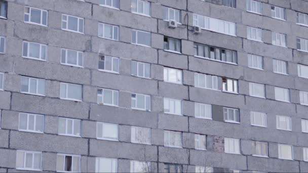 Сургут Город Зимой Сборные Дома Общежития — стоковое видео
