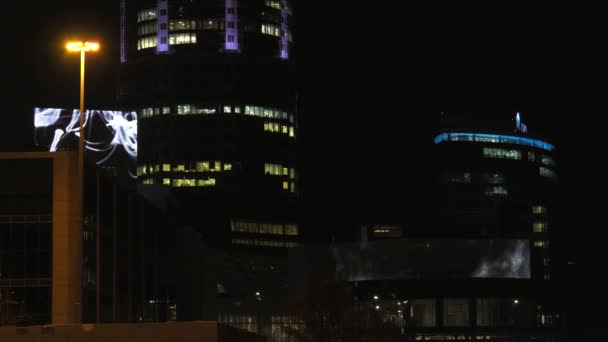 Yekaterinburg Stadt Bei Nacht Innenstadt — Stockvideo