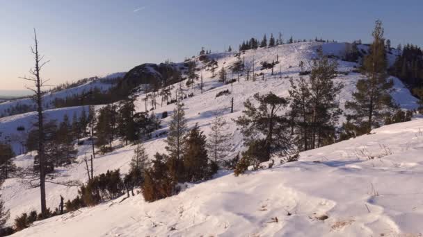 Montanhas Urais Inverno Pôr Sol — Vídeo de Stock