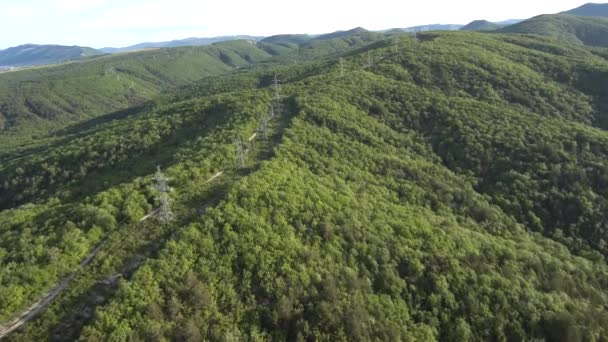 Hoogspanningslijn Nok Van Kaukasische Bergen Voortzetting — Stockvideo