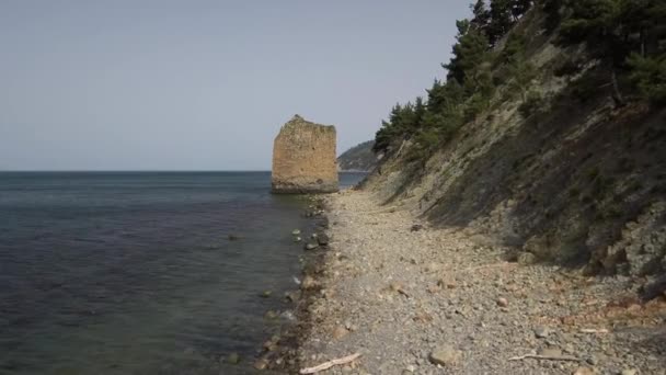 Monument Nature Sail Rock Parus Rock Aerial View — Stock Video