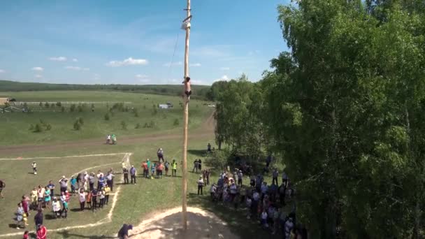 Folkloristische Festivals Bashkiria Sabantuy Vakantie Van Ploeg Luchtfoto — Stockvideo