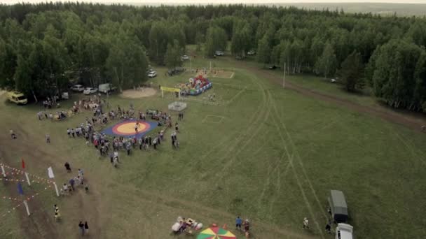 Bashkiria Halk Festivalleri Sabantuy Plow Tatili Havadan Görünüm — Stok video
