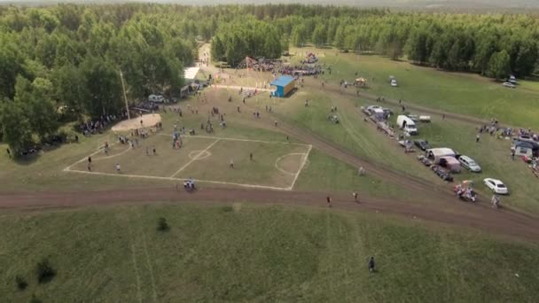 Folkloristische Festivals Bashkiria Sabantuy Vakantie Van Ploeg Luchtfoto — Stockvideo