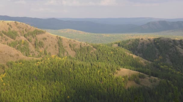 Południowe Urale Jesienne Góry Zachodzie Słońca — Wideo stockowe