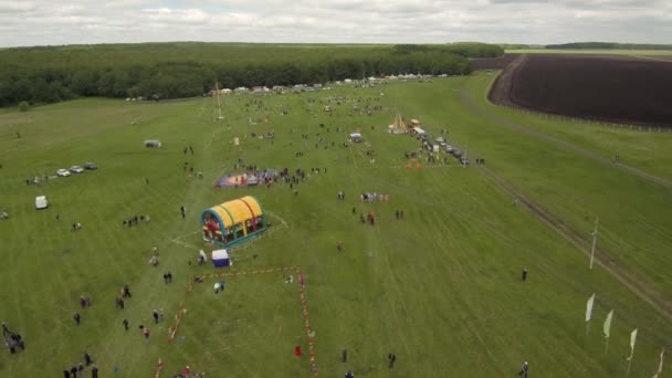 Festiwale Folklorystyczne Bashkiria Sabantuy Święto Pług Widok Lotu Ptaka — Wideo stockowe