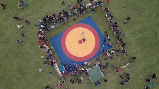 Bashkiria Halk Festivalleri Sabantuy Pulluk Tatil Ulusal Güreş Kuresh Havadan — Stok video