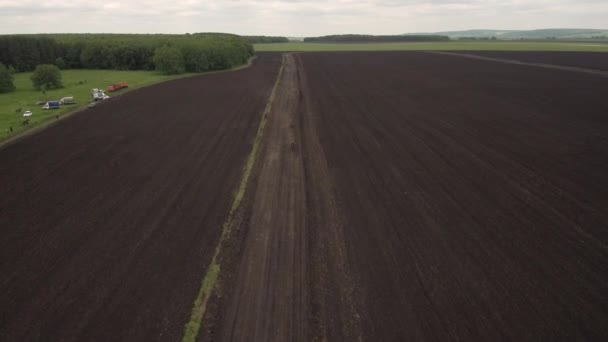 Folk Festivals Bashkiria Sabantuy Vakantie Van Ploeg Race Luchtfoto — Stockvideo