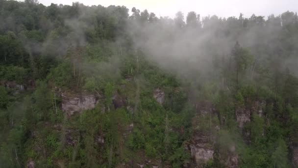 Pohoří Ural Růžové Skály Mlze — Stock video