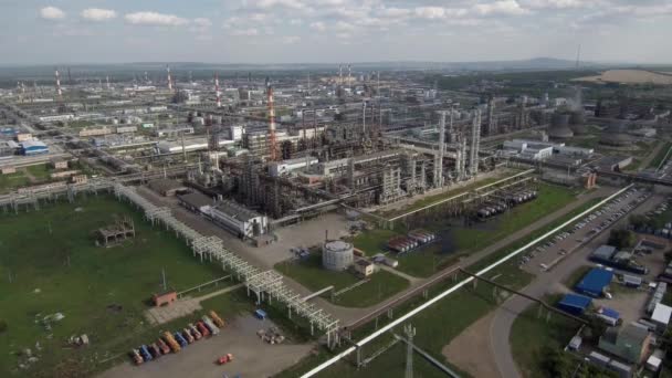 Gazprom Neftekhim Salavat Vue Aérienne Complexe Pétrochimique — Video