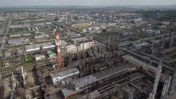 Gazprom Neftekhim Salavat Vista Aérea Del Complejo Petroquímico — Vídeo de stock