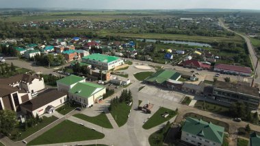 Tataristan. Cheremshan Köyü. Havadan görünüm.